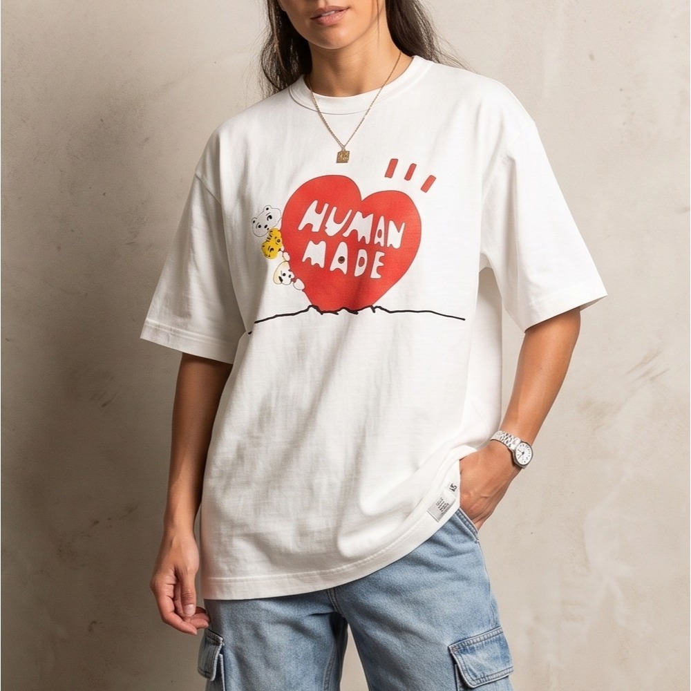 NEW HUMAN MADE X‎ KEIKO SOOTOME GRAPHIC WHITE T-SHIRT Heart  XX29TE004 XL